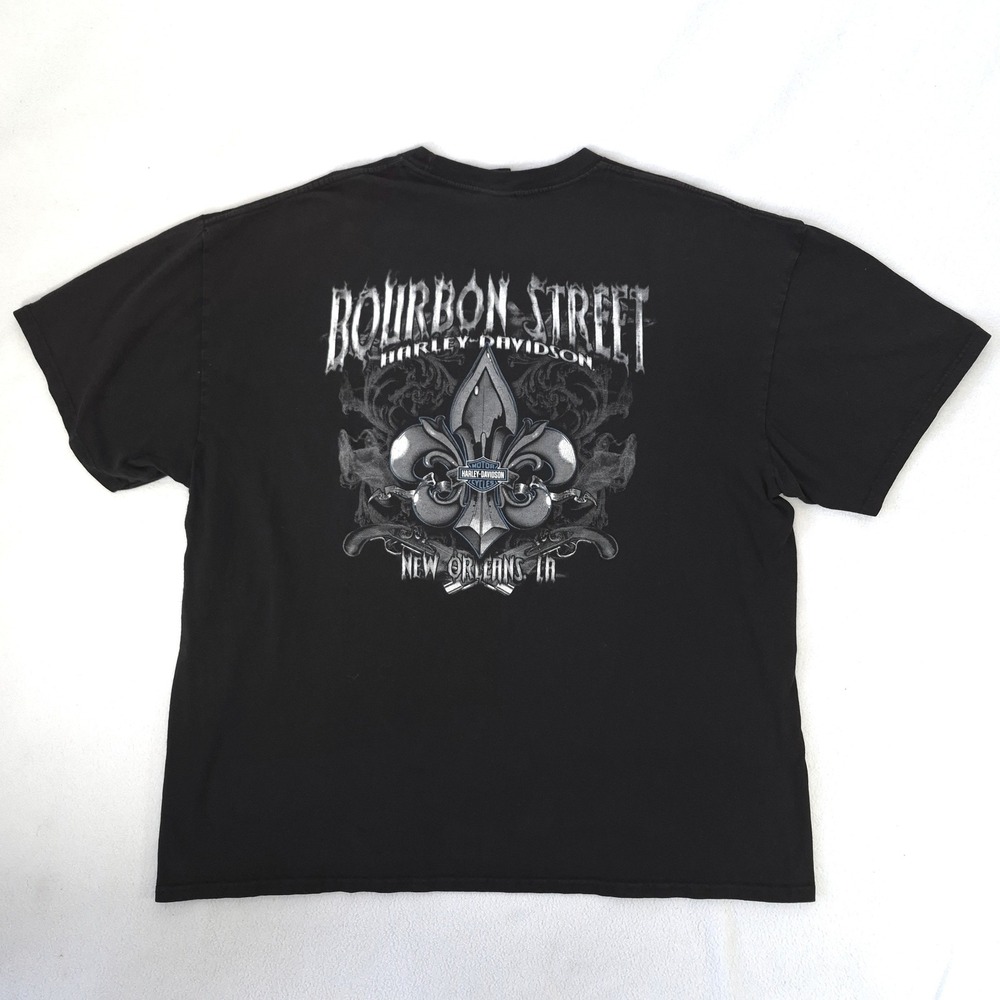 Harley-Davidson‎ T-Shirt Black 2XL Bourbon Street New Orleans Biker Graphic Tee